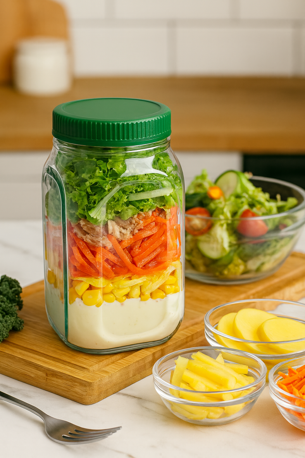 Frasco de Salada Mason – Armazenamento Prático e Saudável